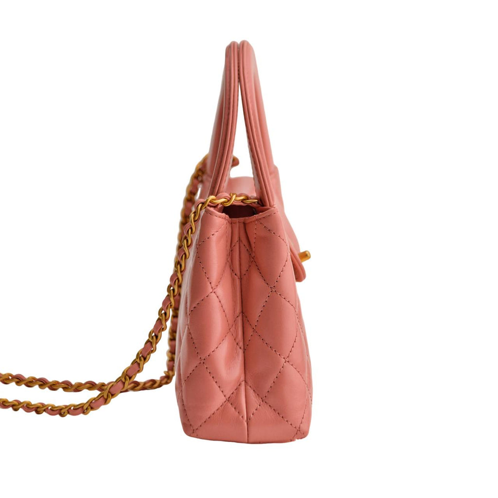 Chanel Nano Kelly Shiny Aged Calfskin Quilted Coral Pink Bag