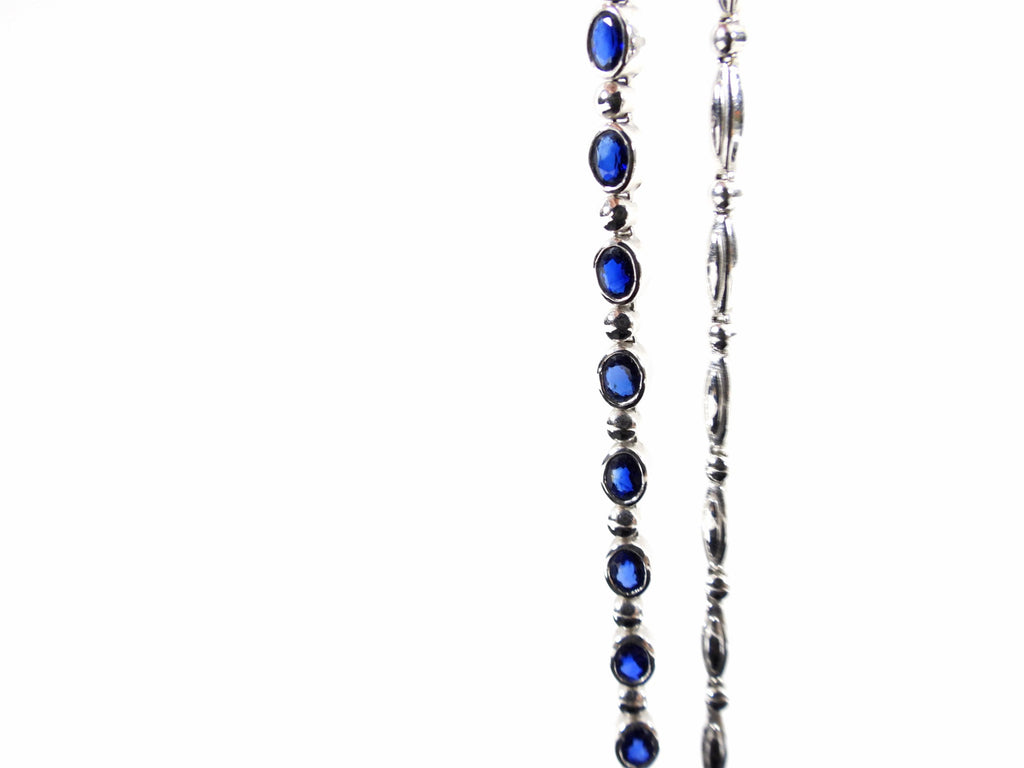 18k White Gold and Blue Sapphire Link Necklace