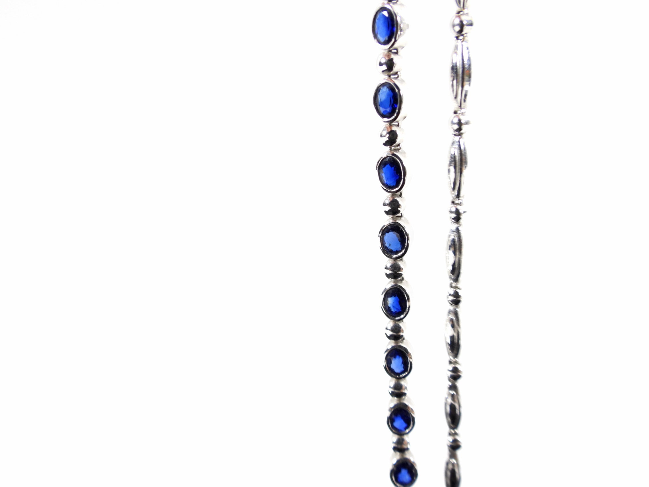 18k White Gold and Blue Sapphire Link Necklace