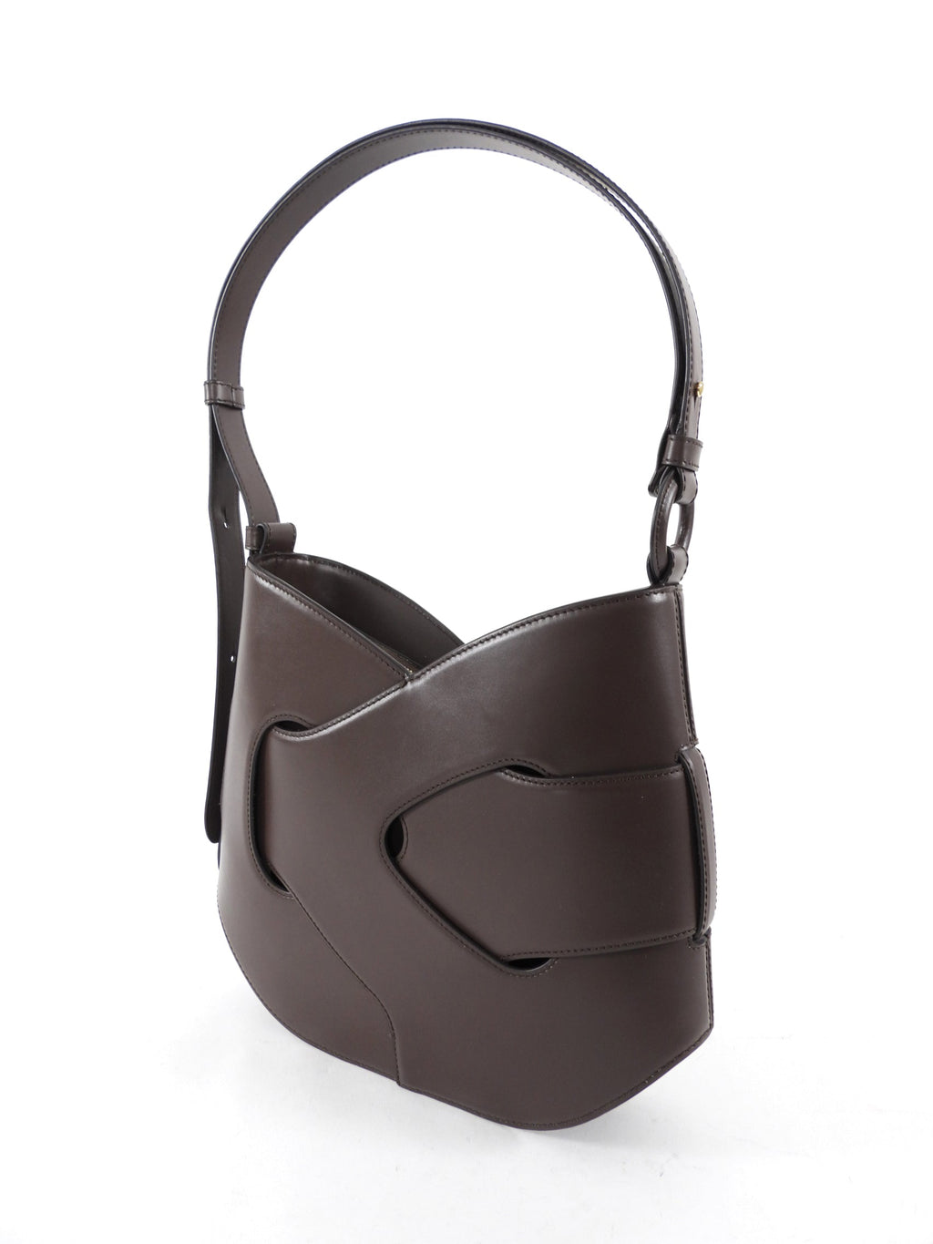 Polene Nodde Hobo Bag in Smooth Ebony Leather