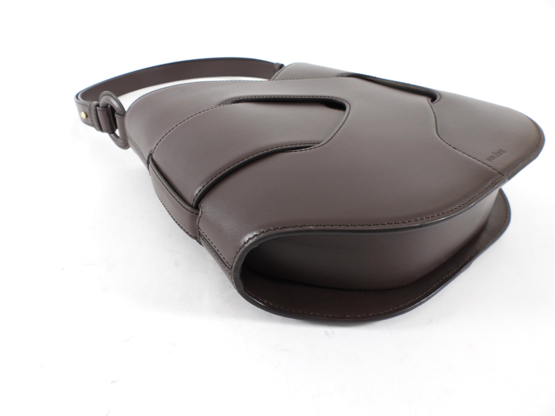 Polene Nodde Hobo Bag in Smooth Ebony Leather