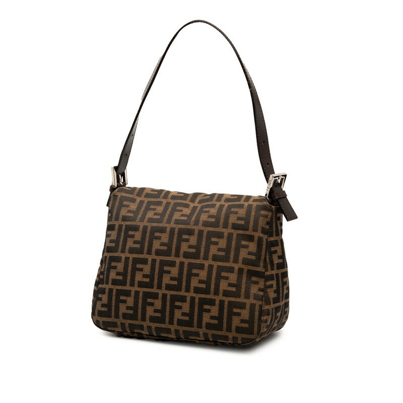 Fendi Mamma Baguette Zucca Canvas Leather Handbag