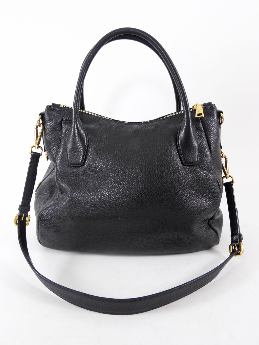 Prada Black Vitello Daino Leather Two Way Satchel Bag