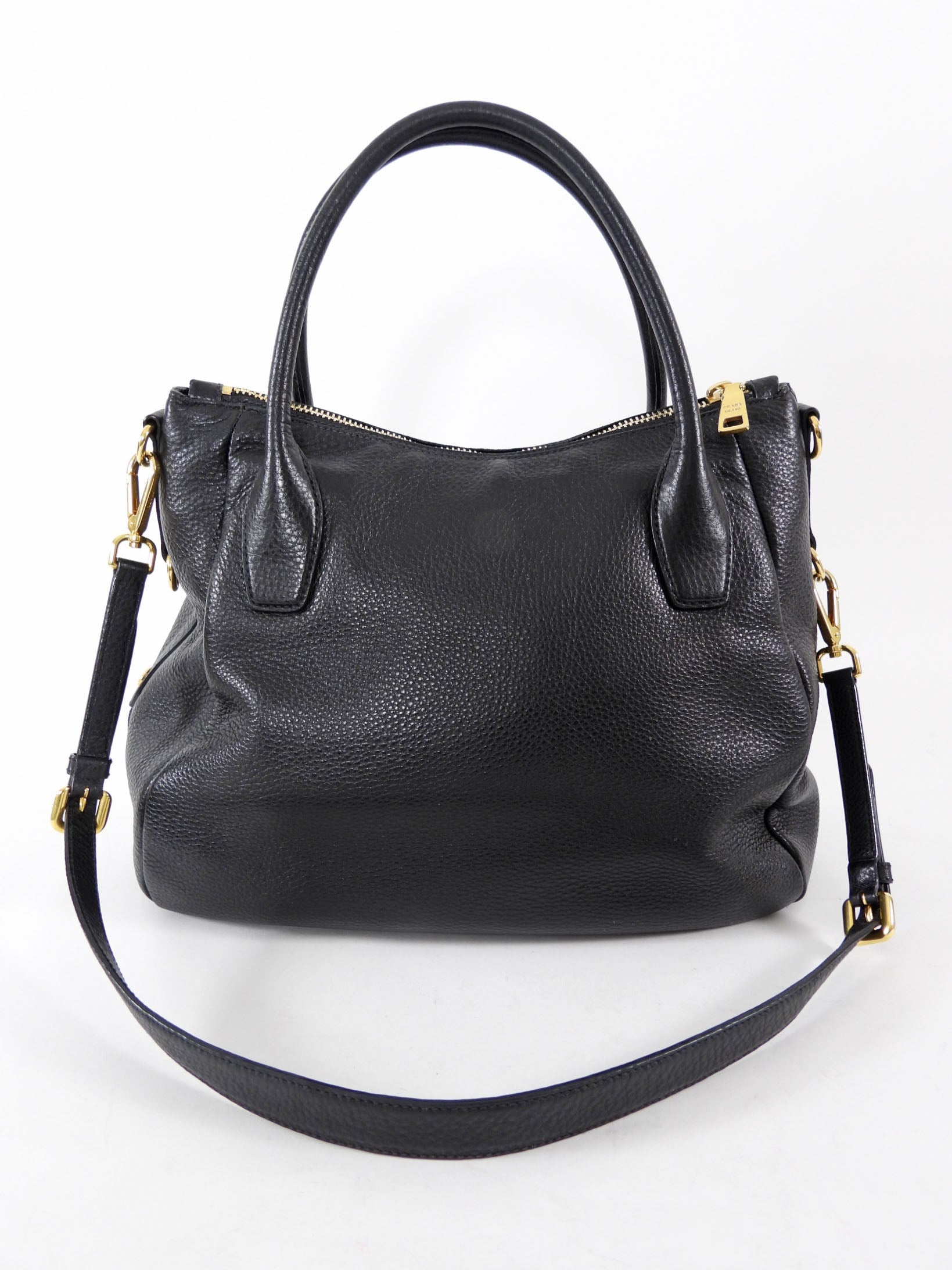 Prada Black Vitello Daino Leather Two Way Satchel Bag