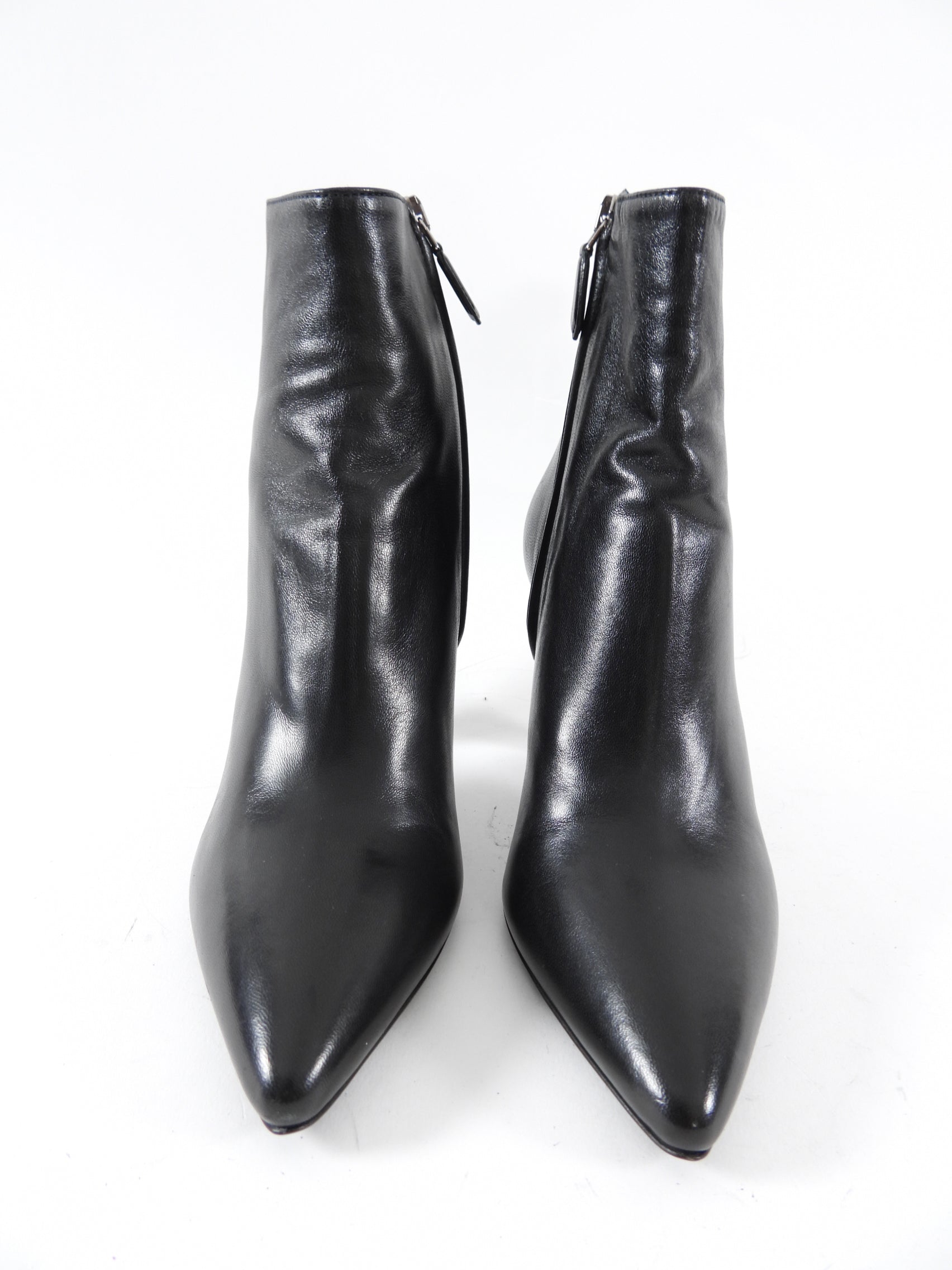 Prada Black Leather Heeled Ankle Boots - 36.5