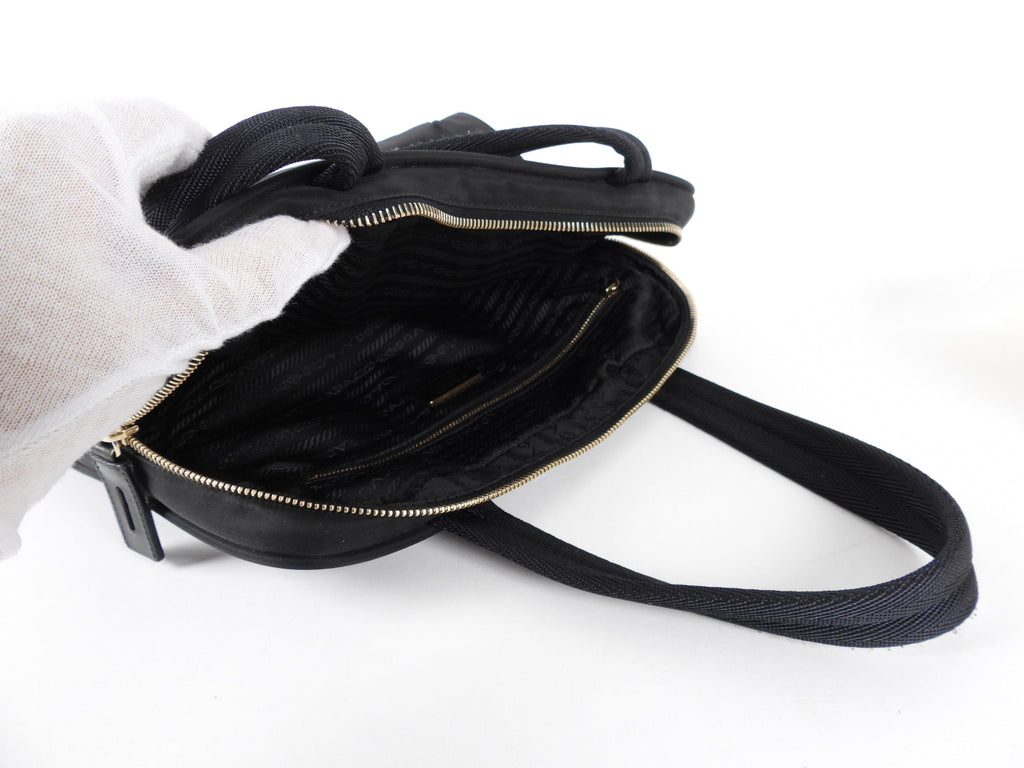 Prada Vintage Black Tessuto Nylon Zip Handbag