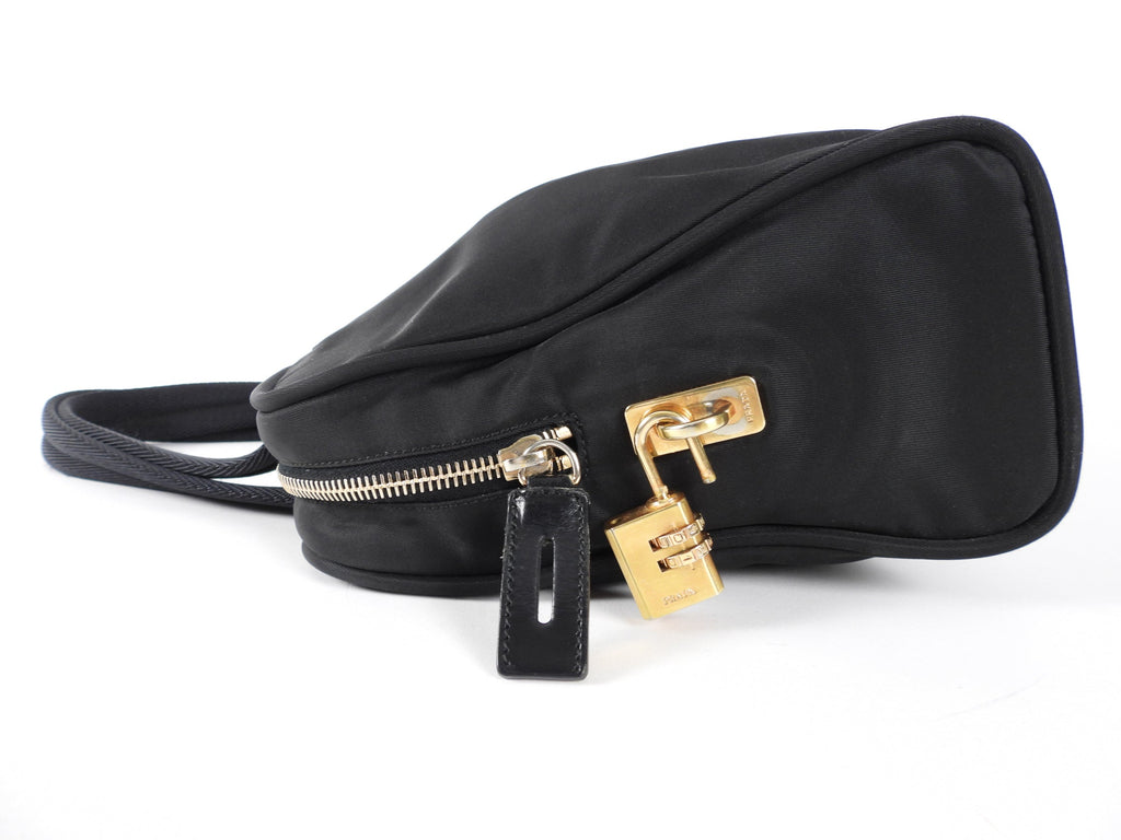 Prada Vintage Black Tessuto Nylon Zip Handbag