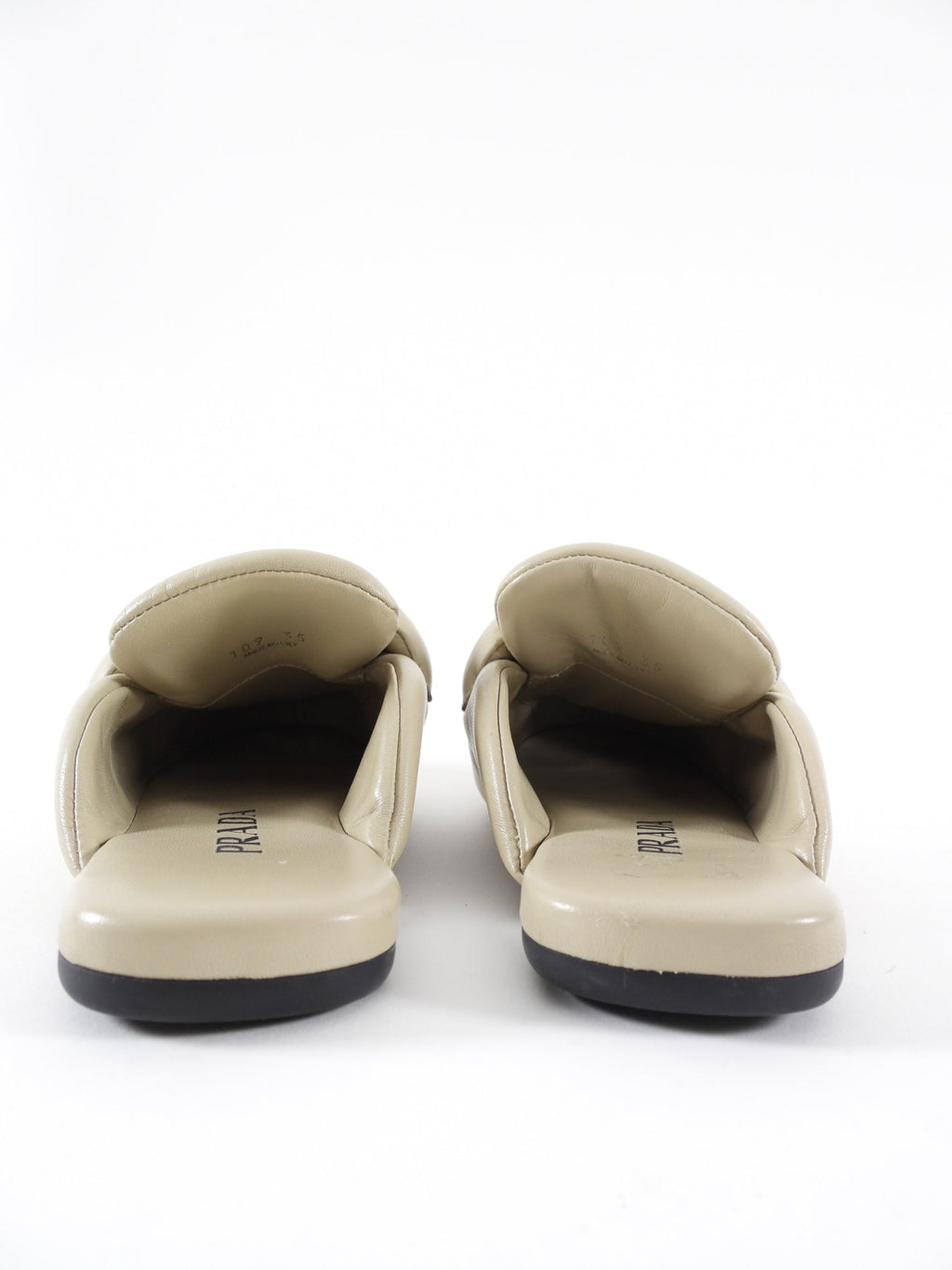 Prada Light Beige Puffy Slide Slippers - 35