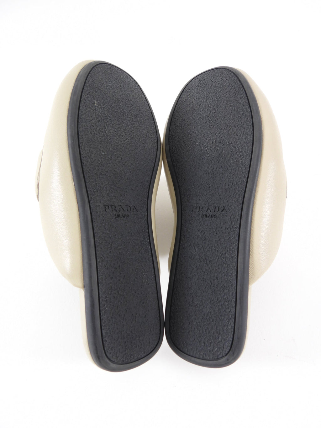 Prada Light Beige Puffy Slide Slippers - 35