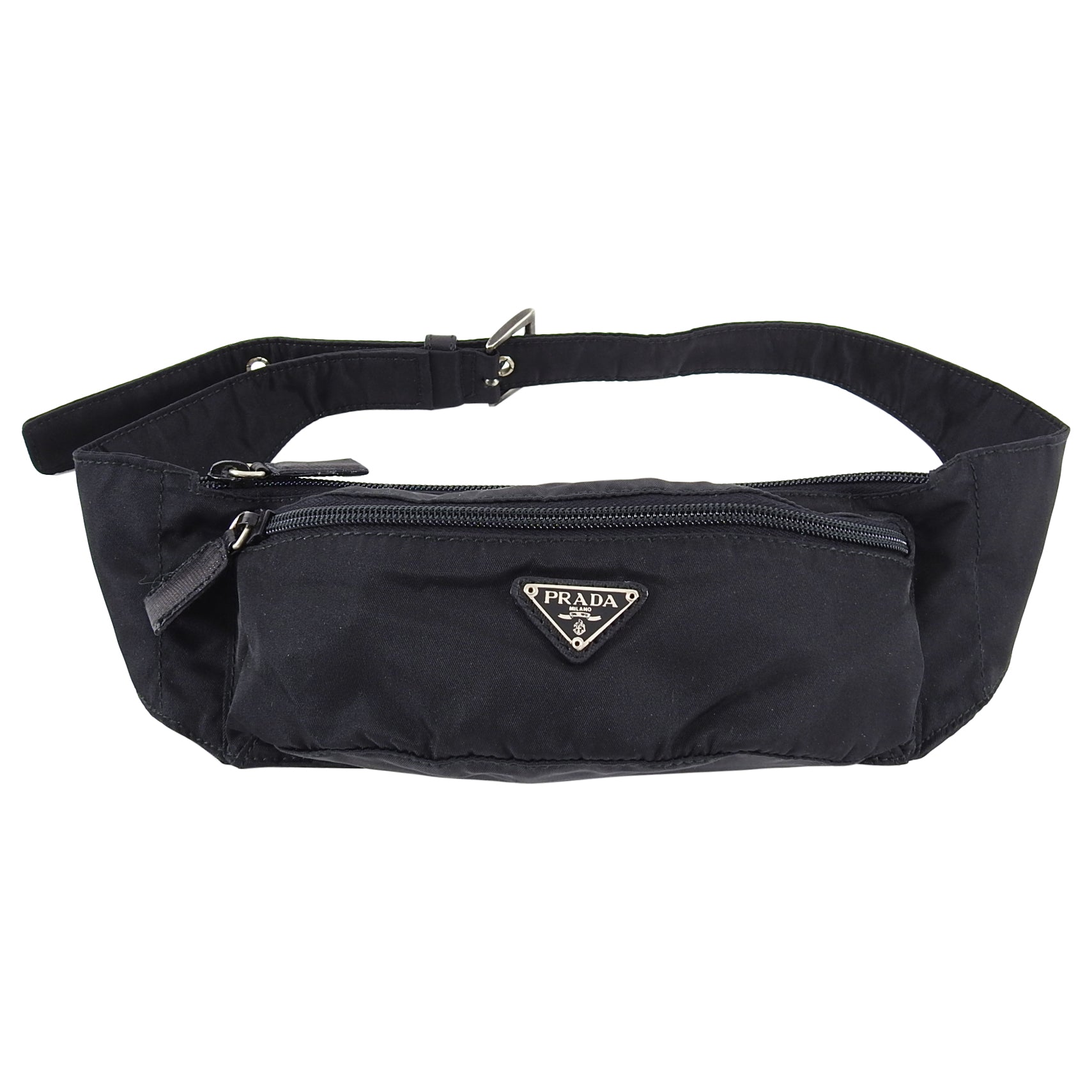 Prada Black Nylon Tessuto Vintage Belt Waist Bag
