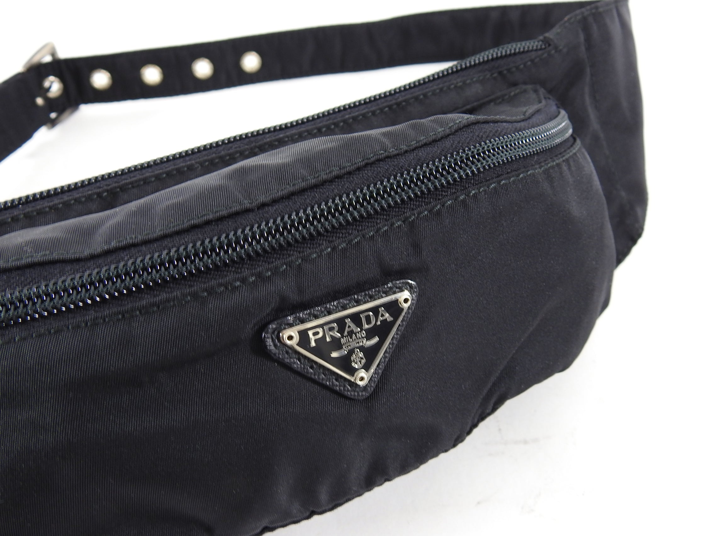 Prada Black Nylon Tessuto Vintage Belt Waist Bag