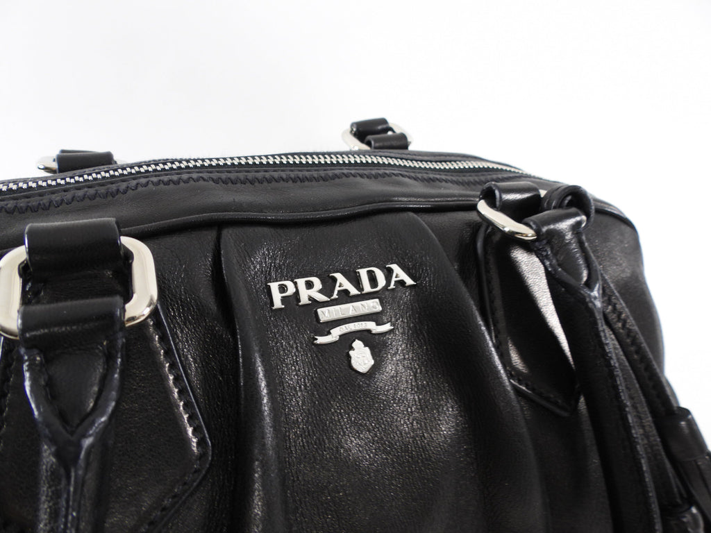 Prada Black Leather Nappa Leather Bowler Bag