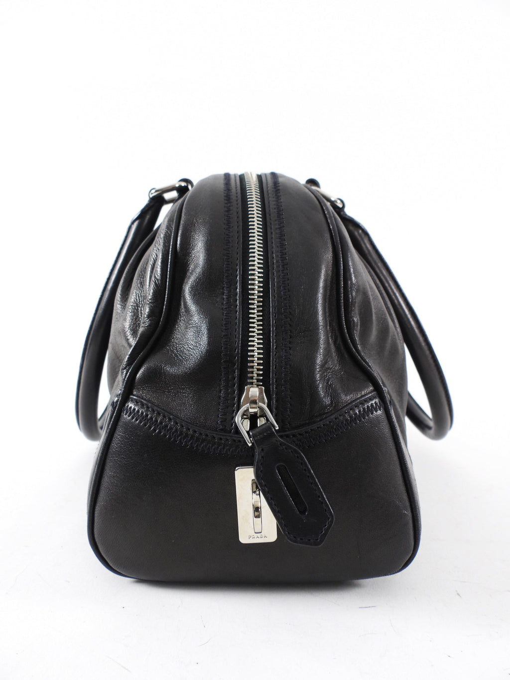 Prada Black Leather Nappa Leather Bowler Bag