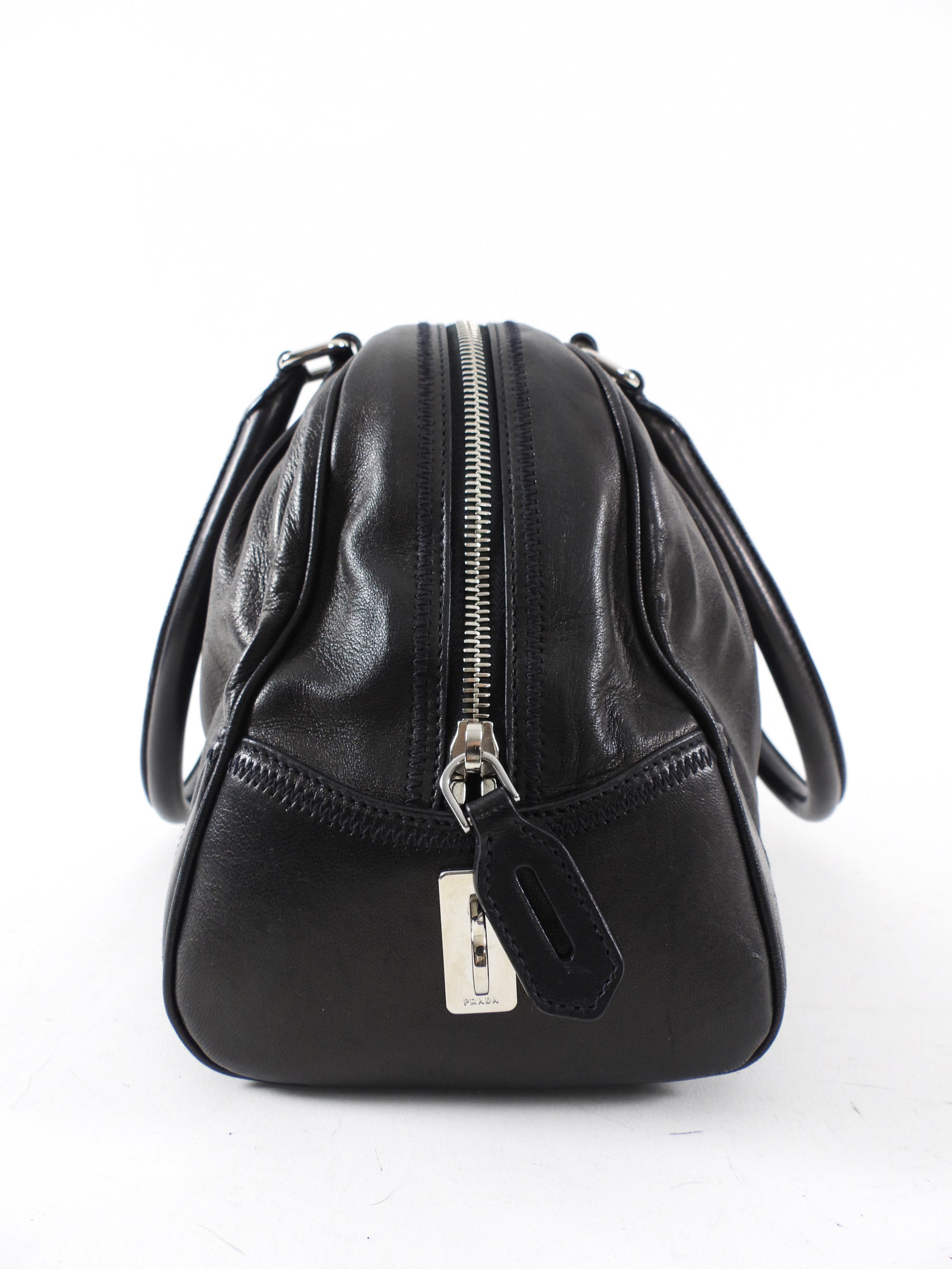 Prada Black Leather Nappa Leather Bowler Bag