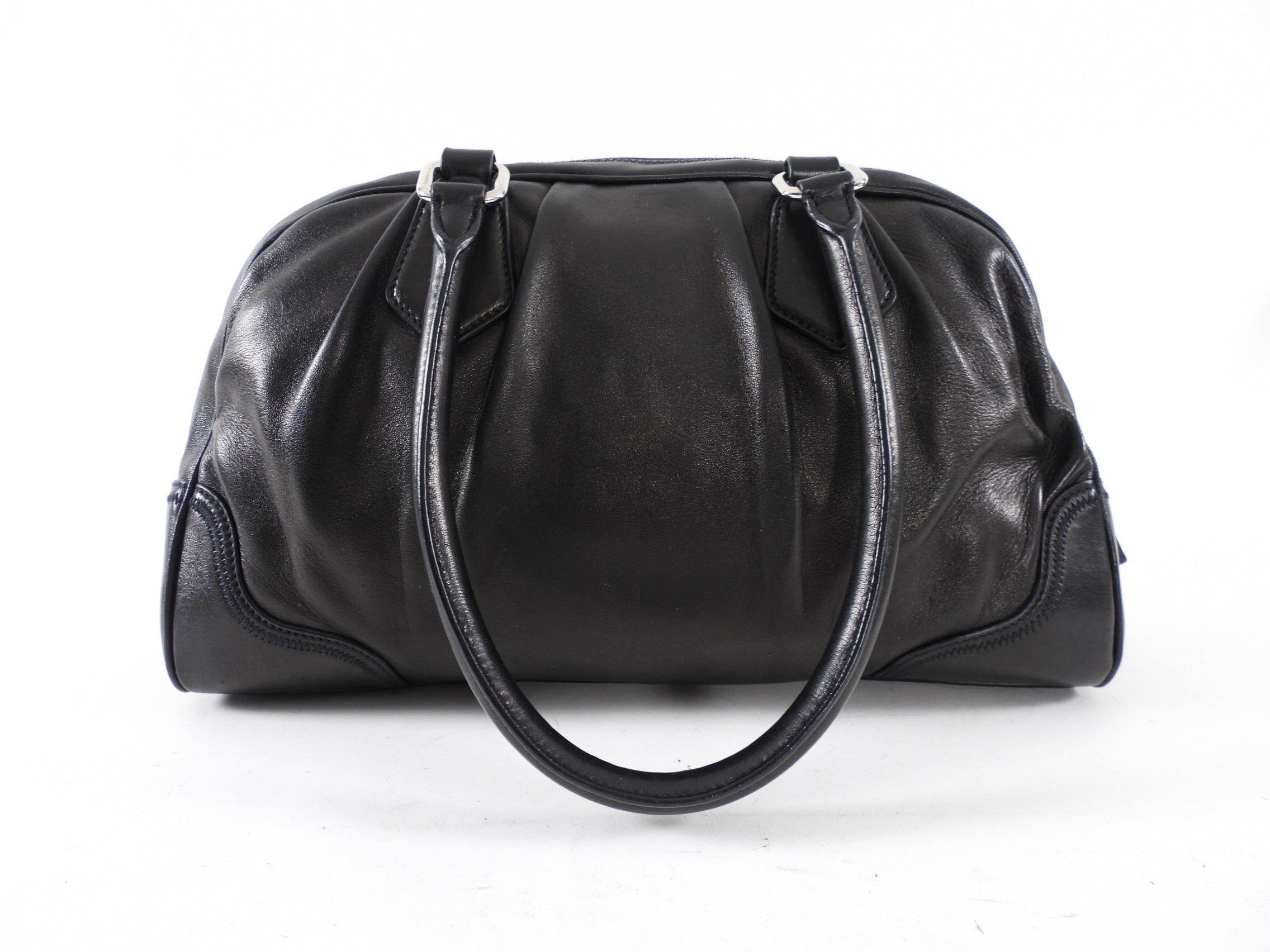 Prada Black Leather Nappa Leather Bowler Bag