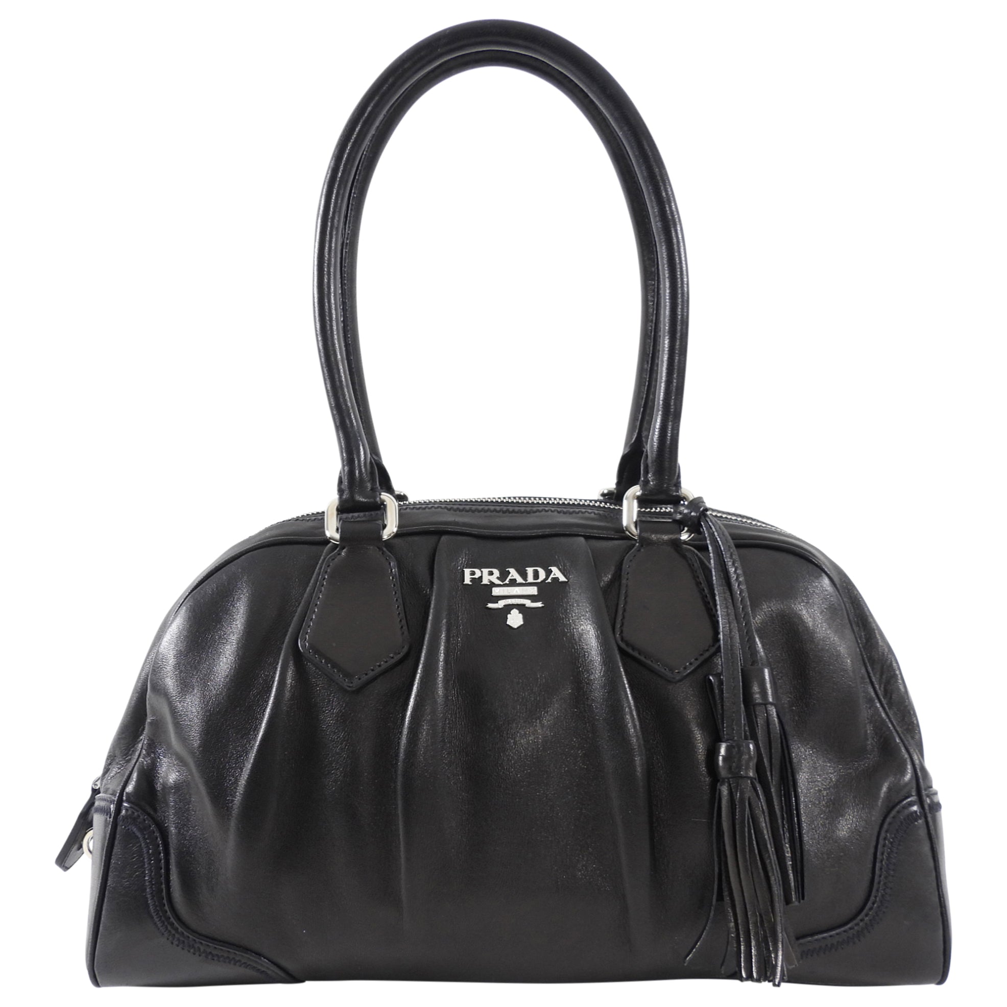 Prada Black Leather Nappa Leather Bowler Bag