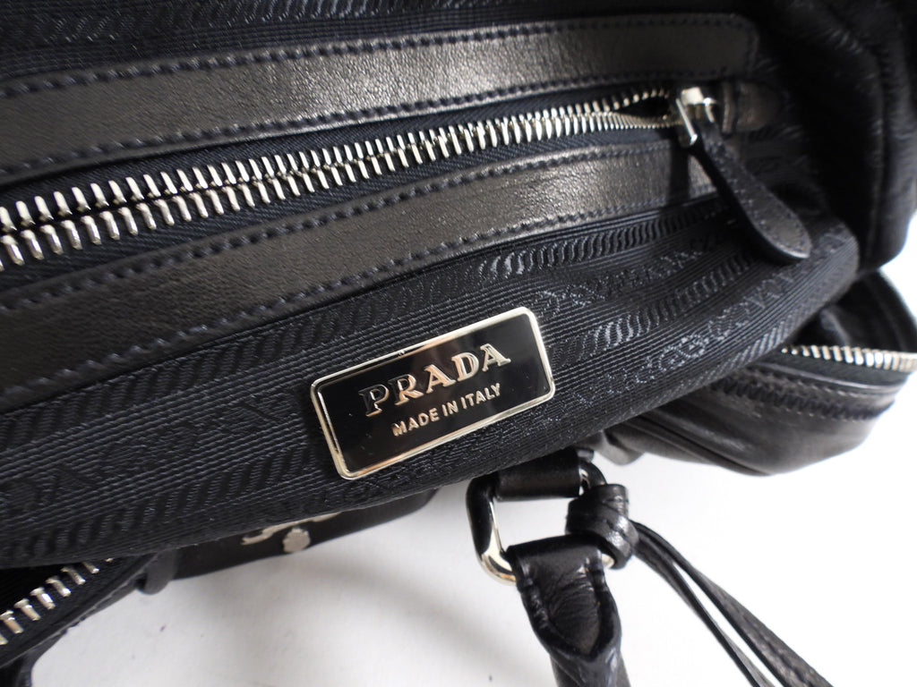 Prada Black Leather Nappa Leather Bowler Bag