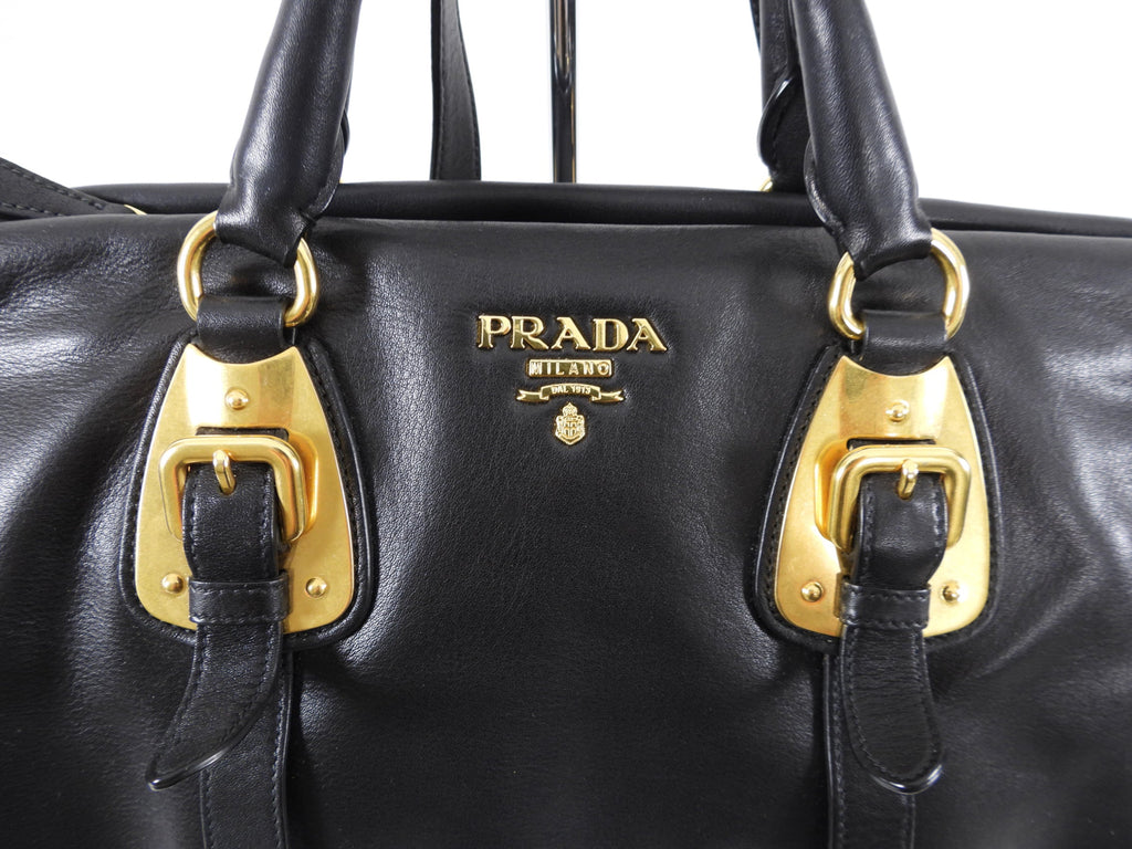 Prada Black Smooth Leather Two-Way Convertible Bag