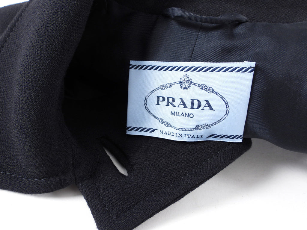 Prada Black Wool Crop Jacket with Button Detail - IT42 / 6