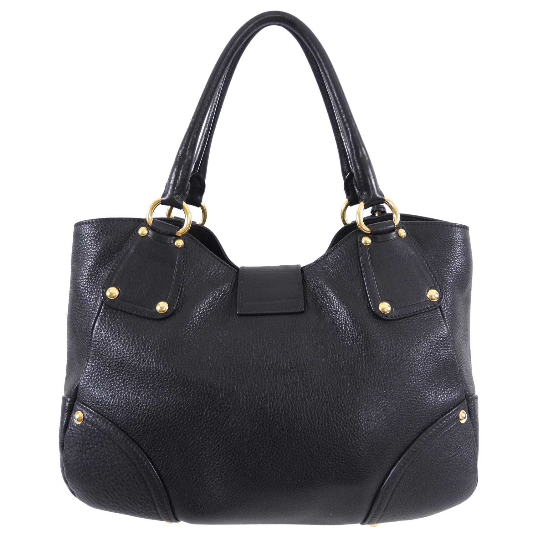 Prada Black Vitello Daino Leather Push Lock Large Antic Hobo Bag