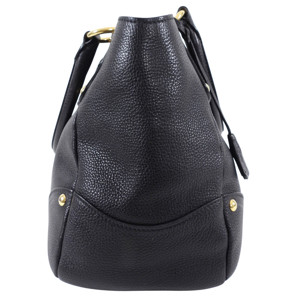 Prada Black Vitello Daino Leather Push Lock Large Antic Hobo Bag