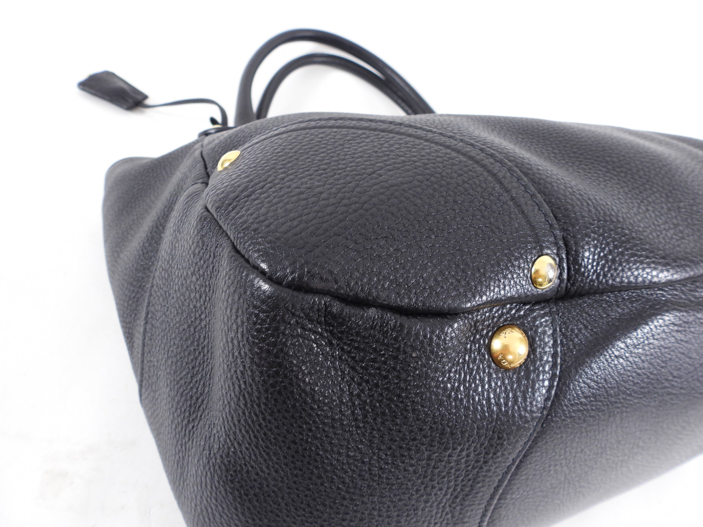 Prada Black Vitello Daino Leather Push Lock Large Antic Hobo Bag