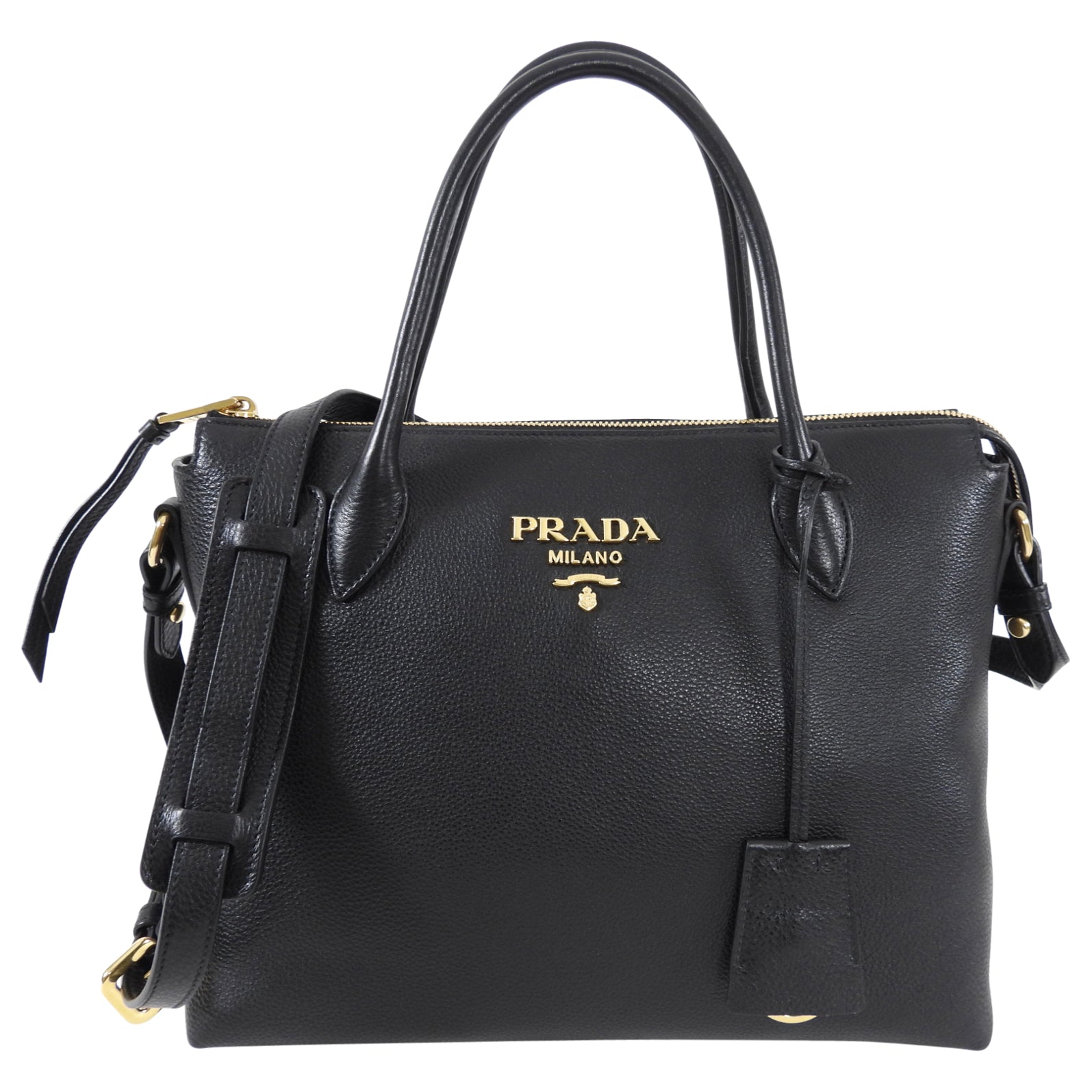 Prada Black Leather Two-Way Shoulder Bag