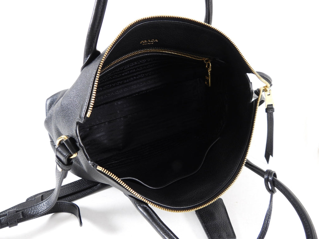 Prada Black Leather Two-Way Shoulder Bag