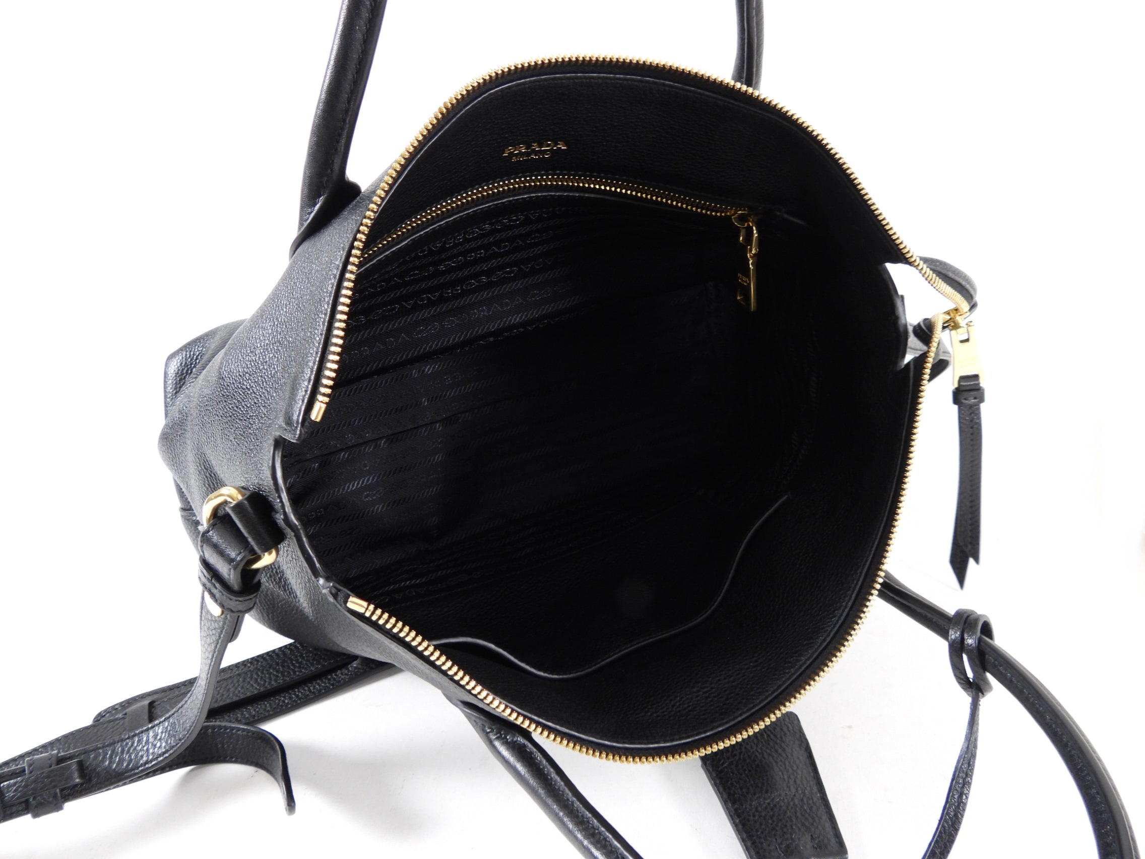 Prada Black Leather Two-Way Shoulder Bag
