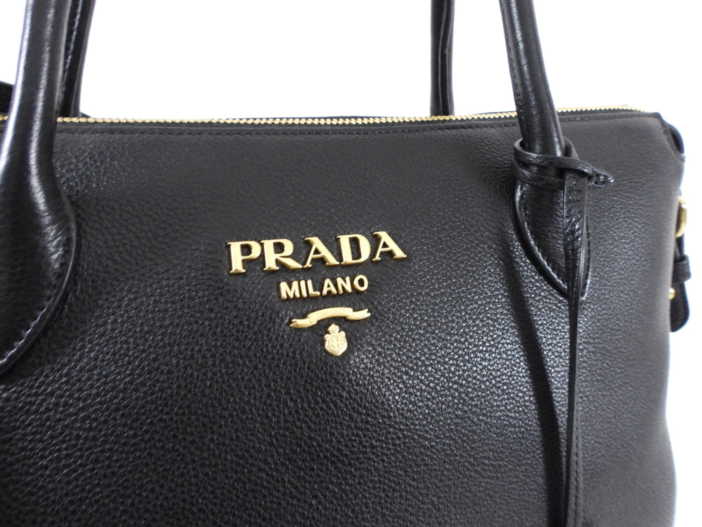 Prada Black Leather Two-Way Shoulder Bag