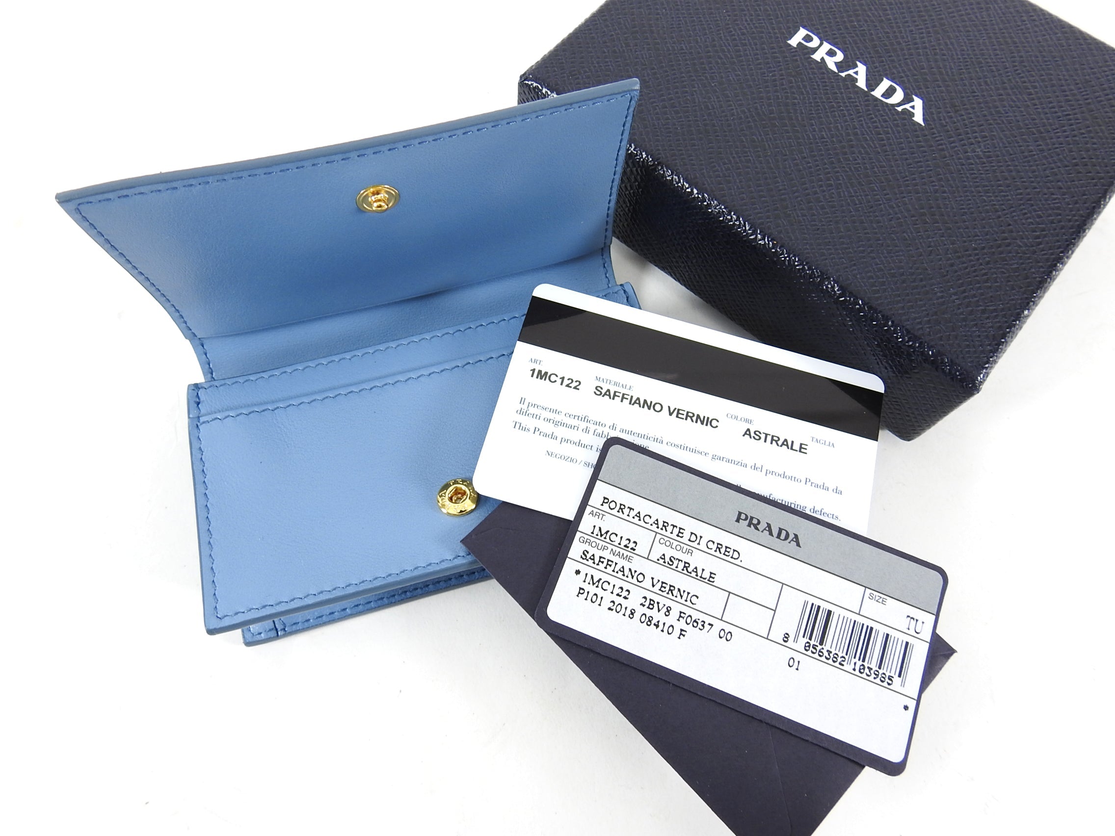 Prada Light Blue Astrale Saffiano Snap  Case