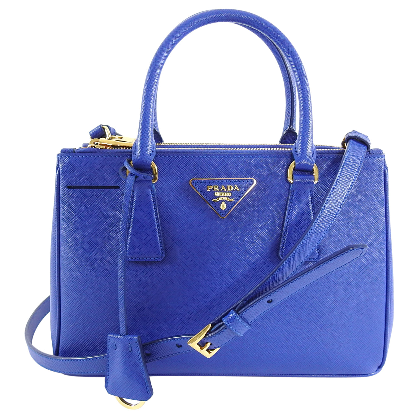 Prada Saffiano Cobalt Blue Mini Galleria Tote Bag
