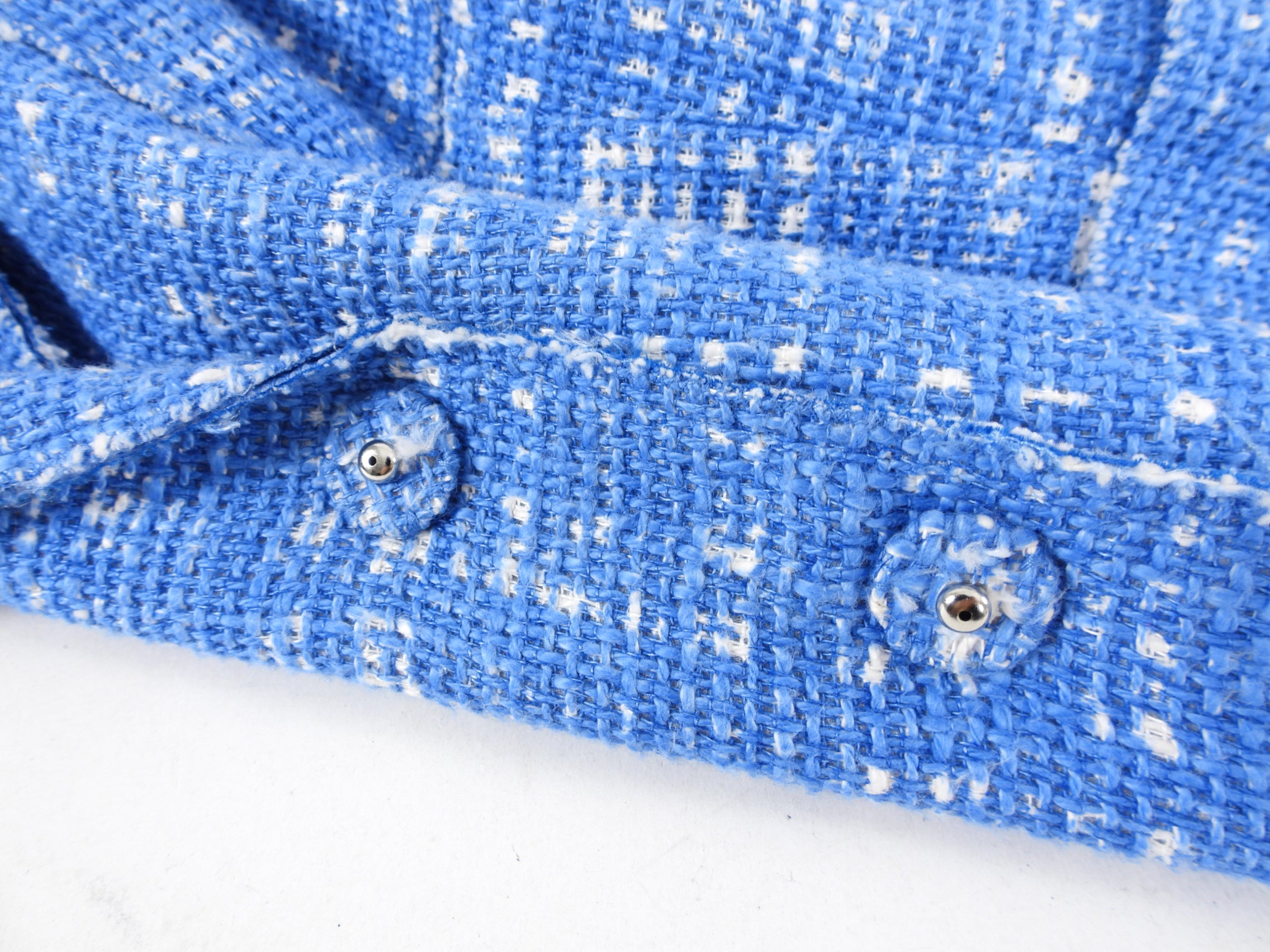 Prada Blue and White Tweed Linen Blend Jacket - IT42 / 6