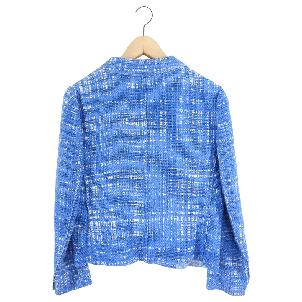 Prada Blue and White Tweed Linen Blend Jacket - IT42 / 6