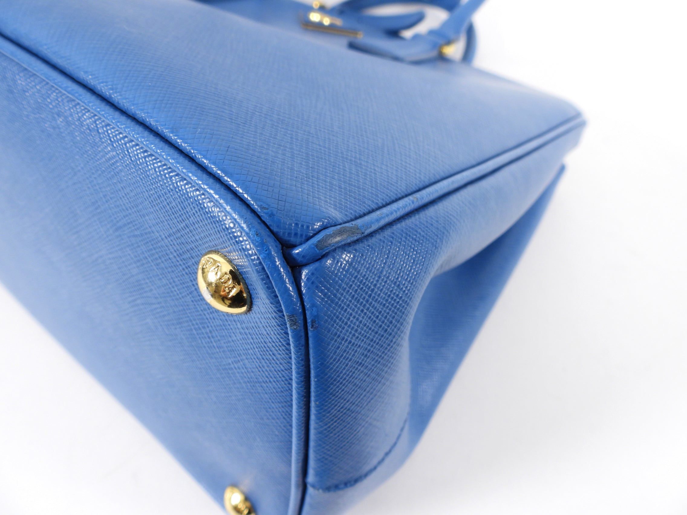 Prada Blue Saffiano Lux Double Galleria Tote Bag