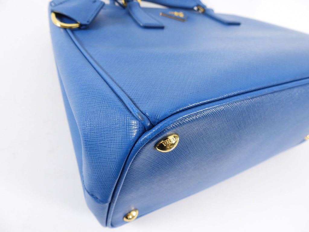 Prada Blue Saffiano Lux Double Galleria Tote Bag