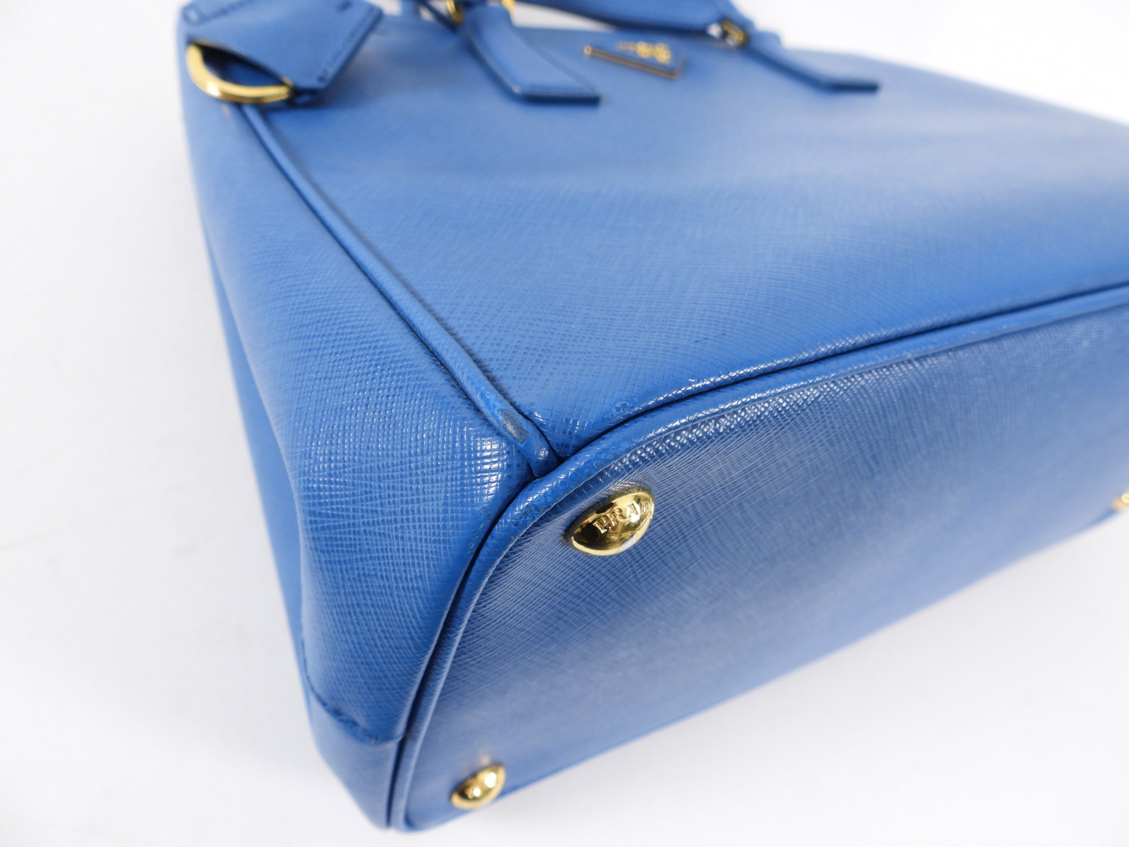 Prada Blue Saffiano Lux Double Galleria Tote Bag