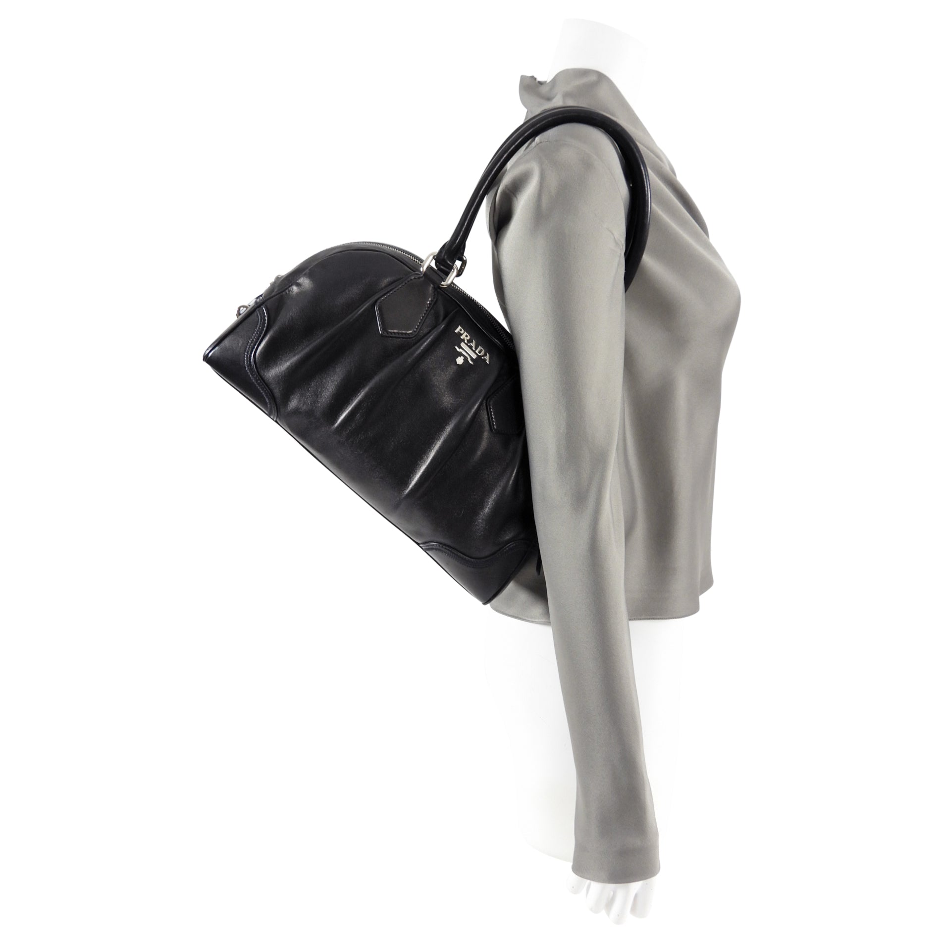 Prada Black Nappa Leather Bowler Bag