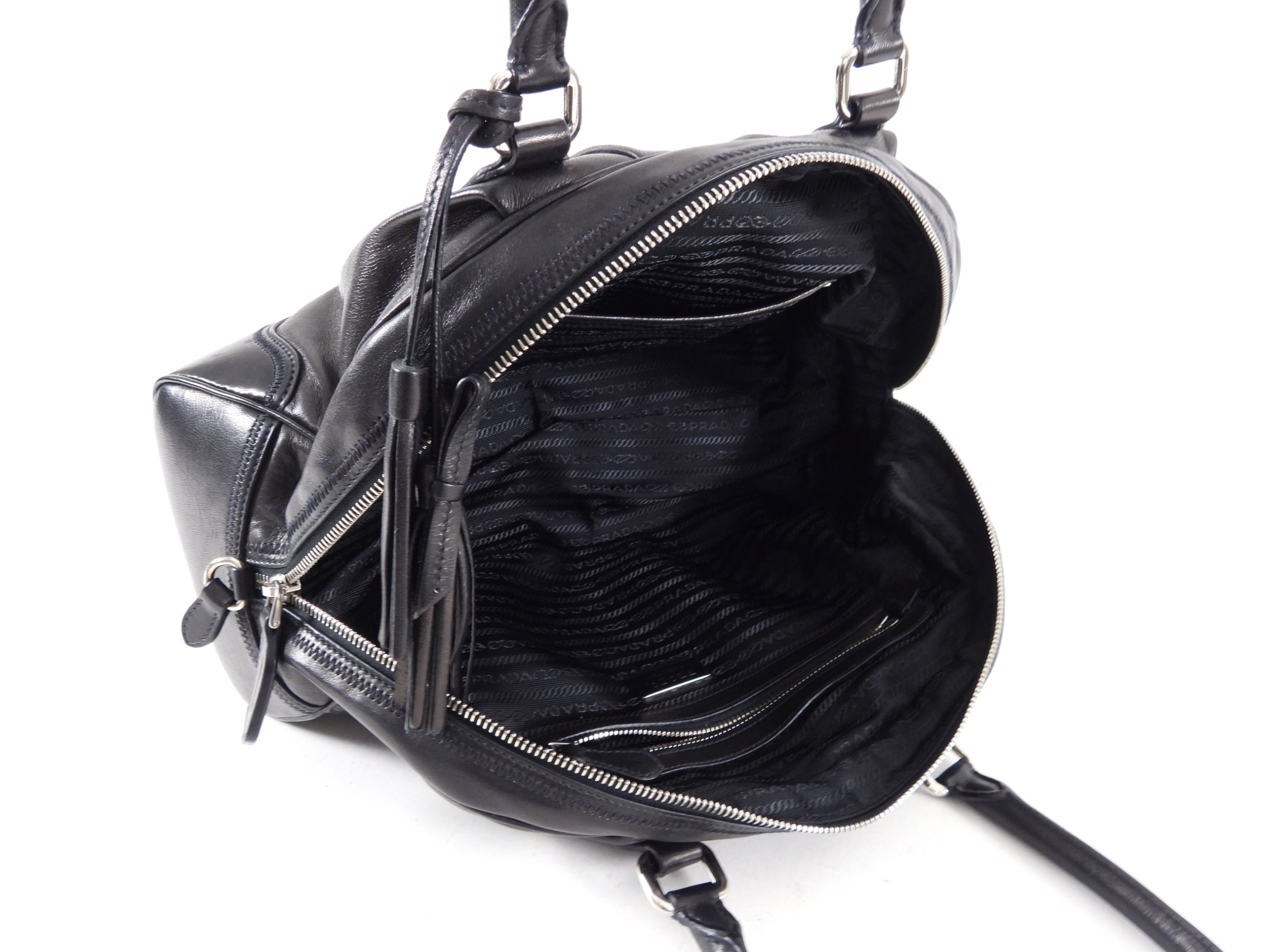 Prada Black Nappa Leather Bowler Bag