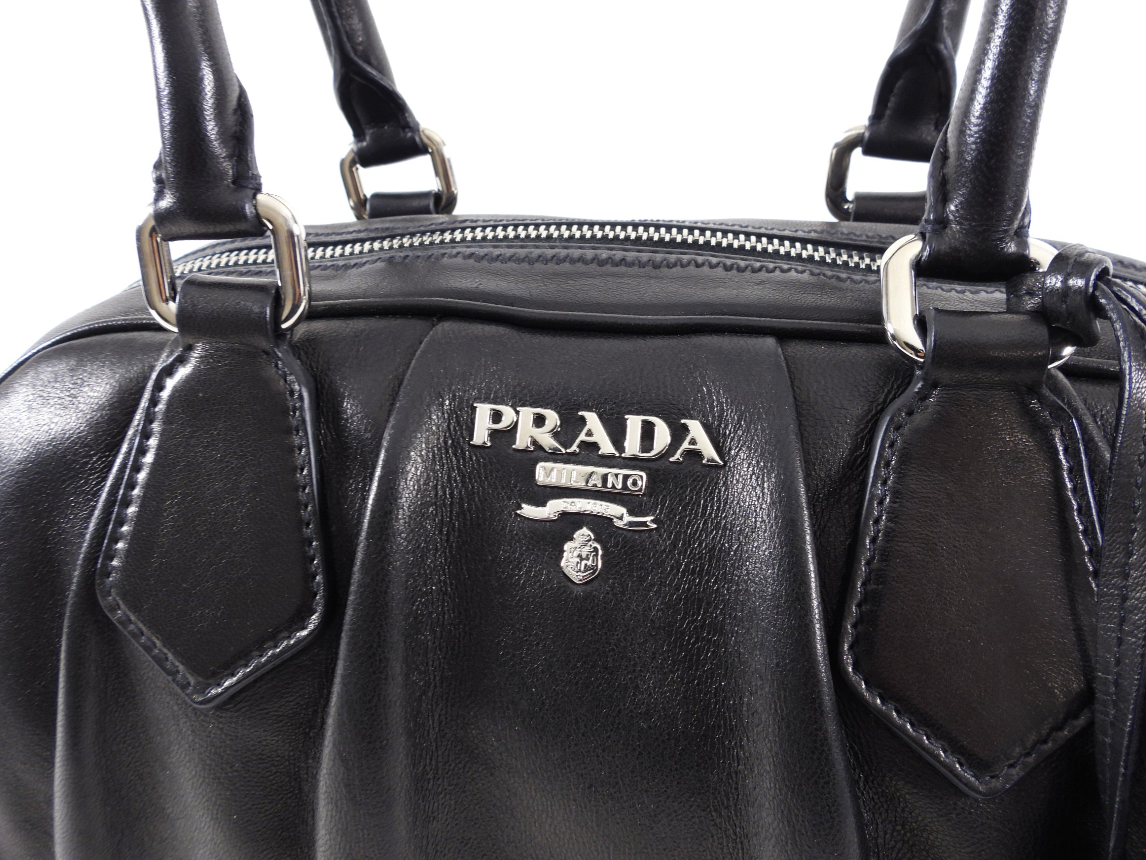 Prada Black Nappa Leather Bowler Bag