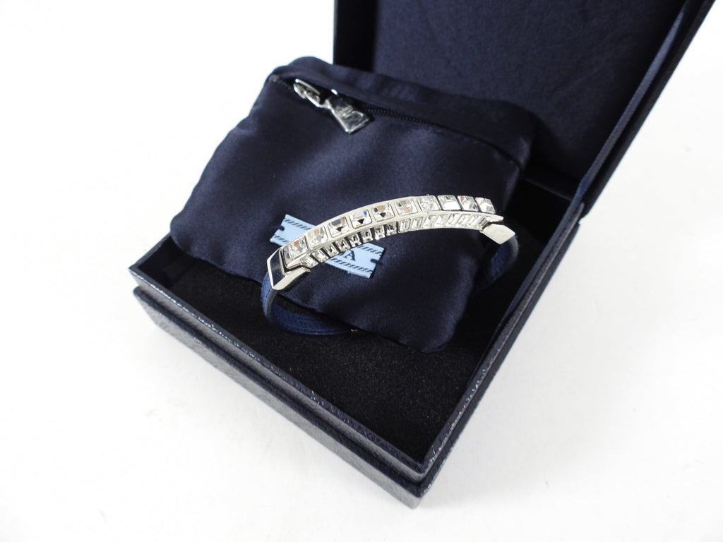 Prada Crystal Rhinestone Blue Saffiano Bracelet