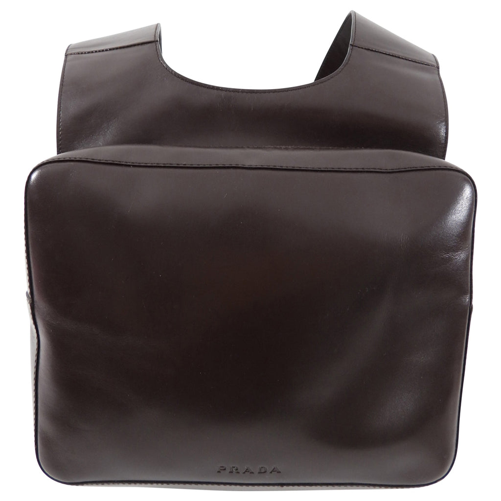 Prada Vintage Archive SS 1999 Brown Leather Chest Rig Backpack Bag