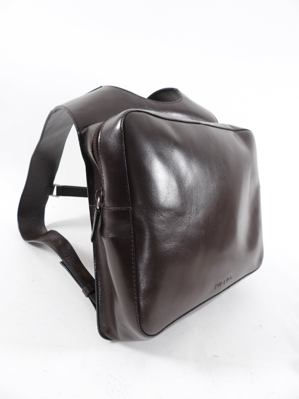 Prada Vintage Archive SS 1999 Brown Leather Chest Rig Backpack Bag