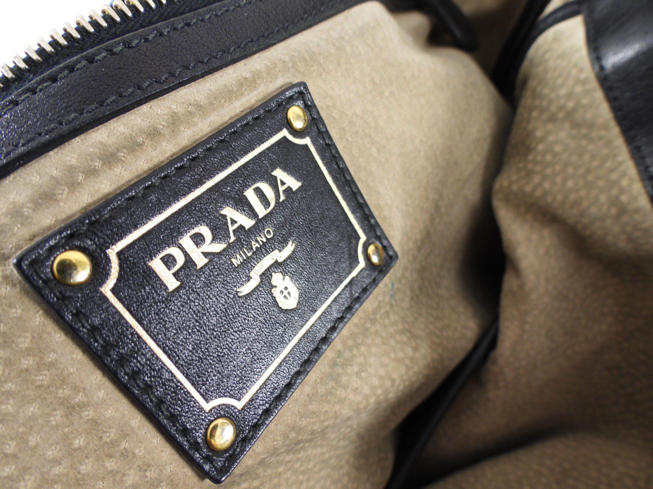 Prada Black Soft Calf Leather Two Way Tote Bag