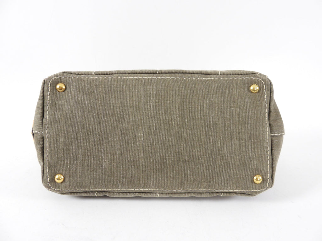 Prada Canvas Canapa Military Green Two-Way Tote Bag