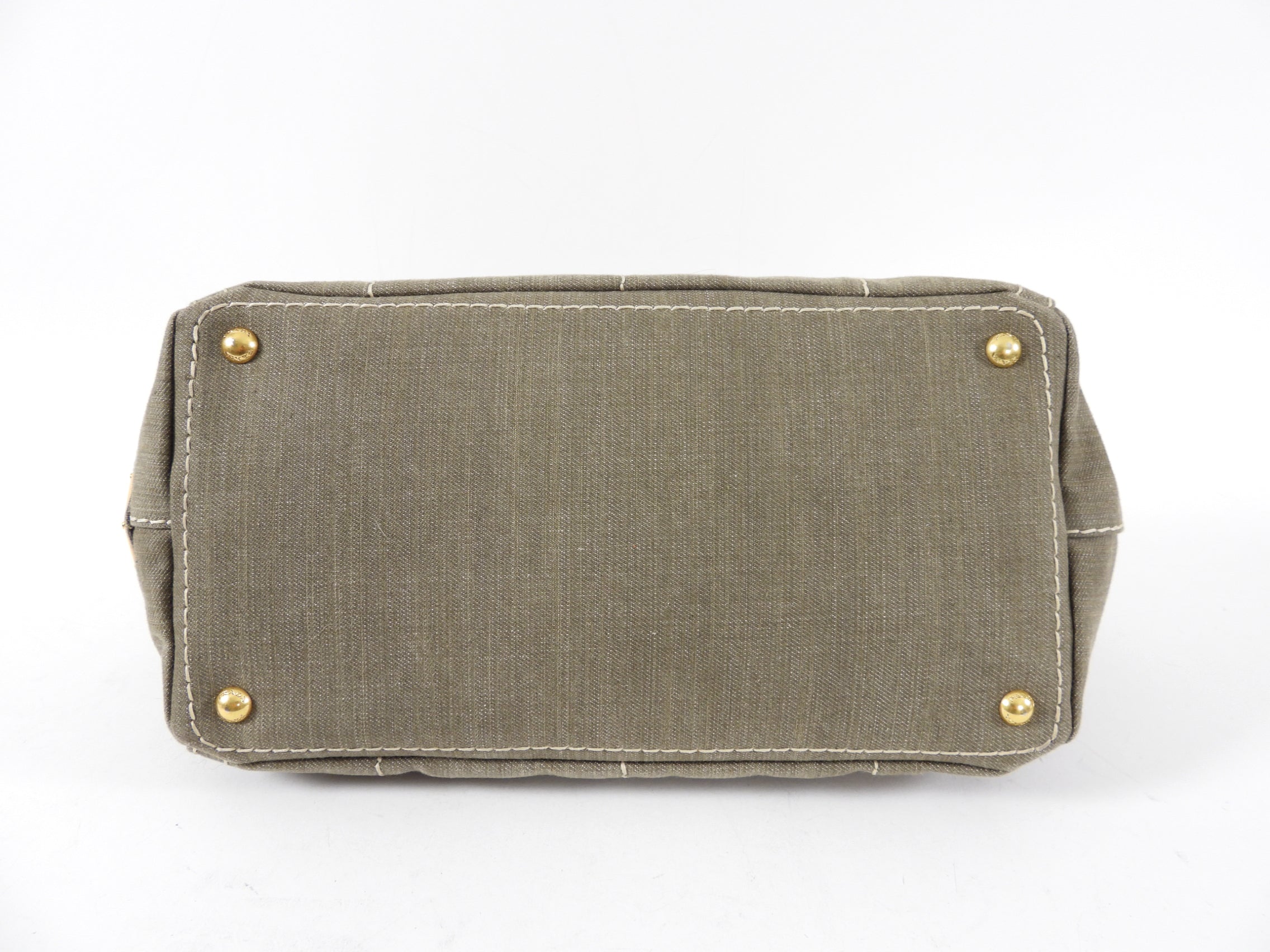 Prada Canvas Canapa Military Green Two-Way Tote Bag