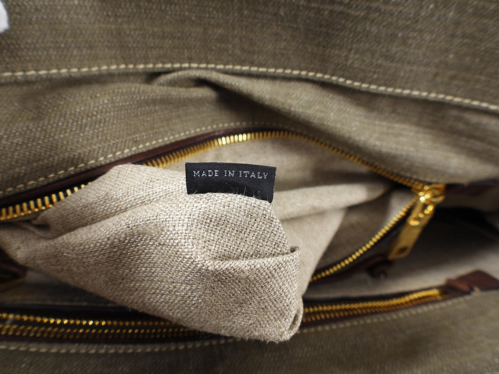 Prada Canvas Canapa Military Green Two-Way Tote Bag