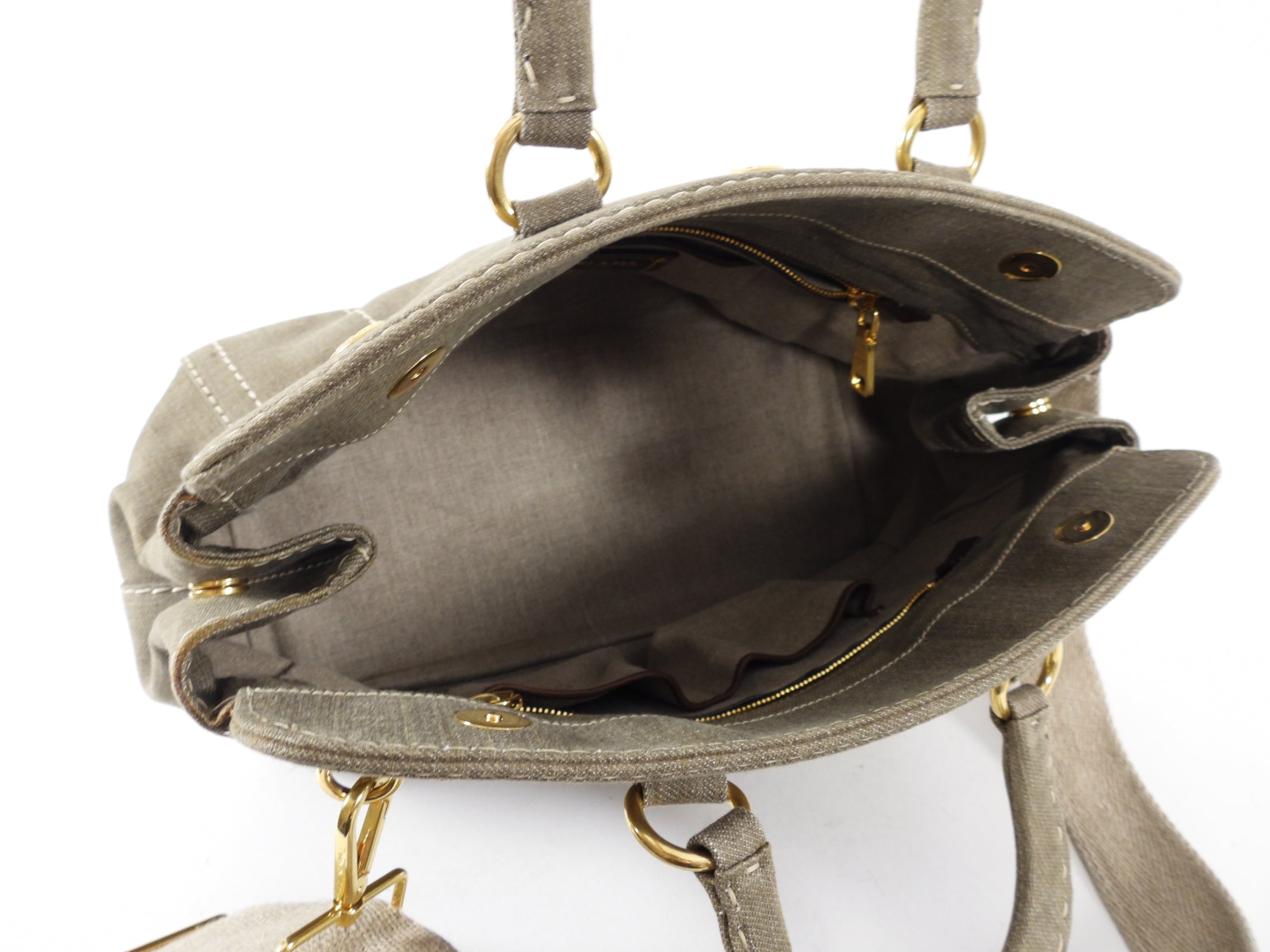 Prada Canvas Canapa Military Green Two-Way Tote Bag