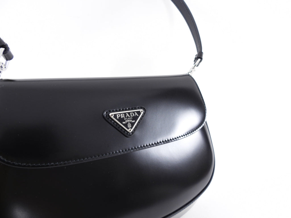 Prada Small Cleo Brushed Leather Shoulder Bag With Flap