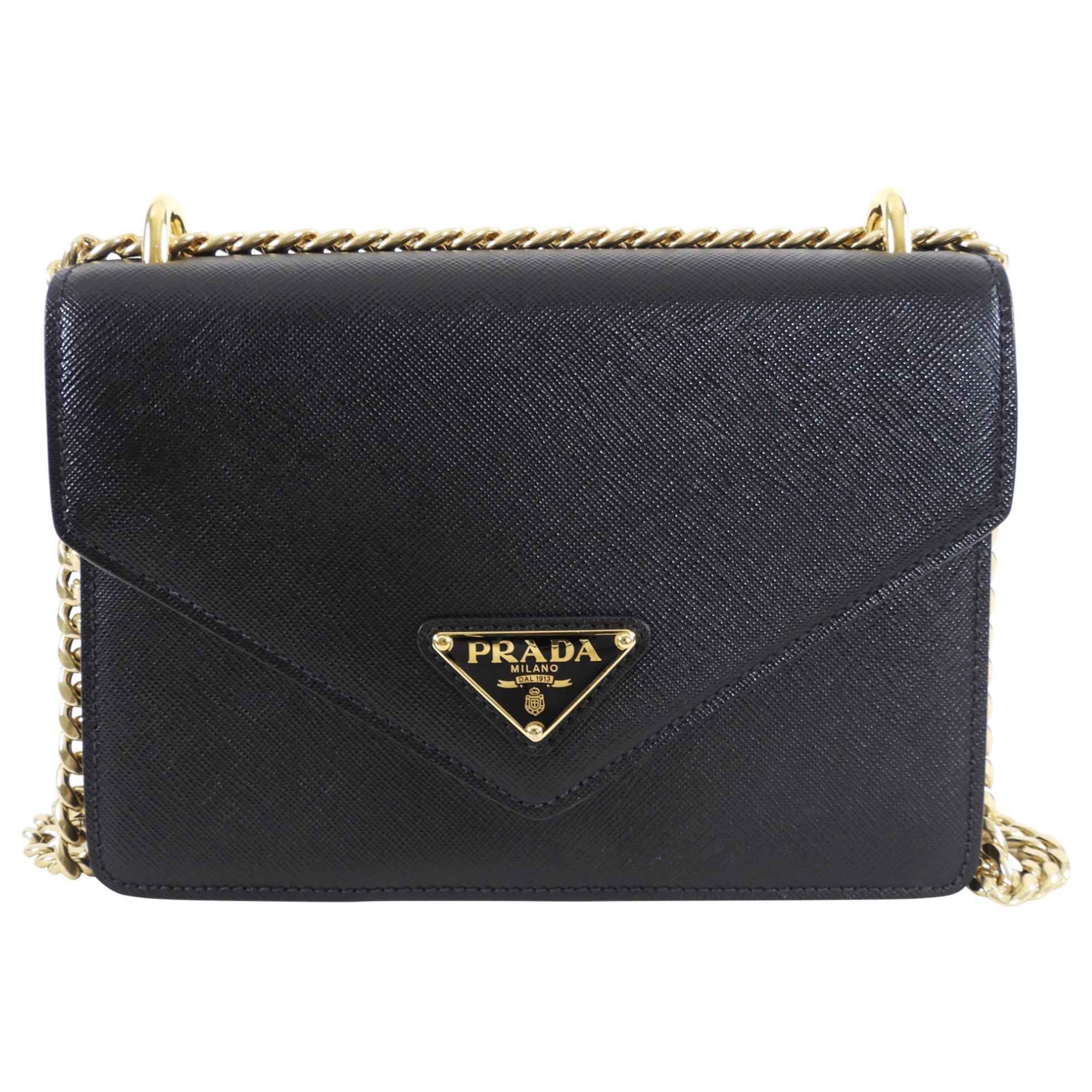 Prada Black Saffiano Small Crossbody Chain Bag